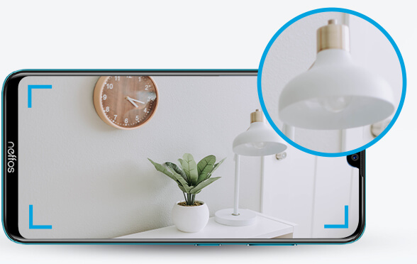 The phone is taking a picture of a light bulb