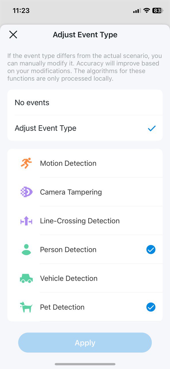 Display the Adjust Event Type page.
