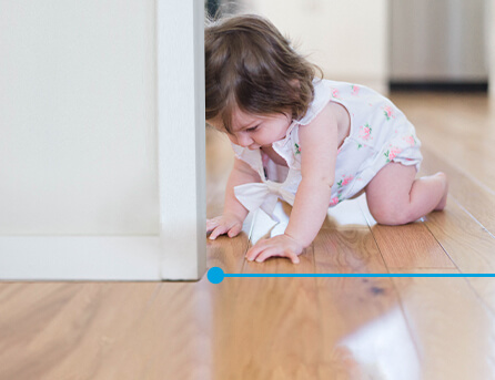 A child is crossing a line