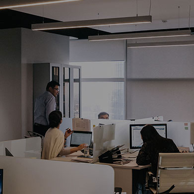 4 people is working in a office