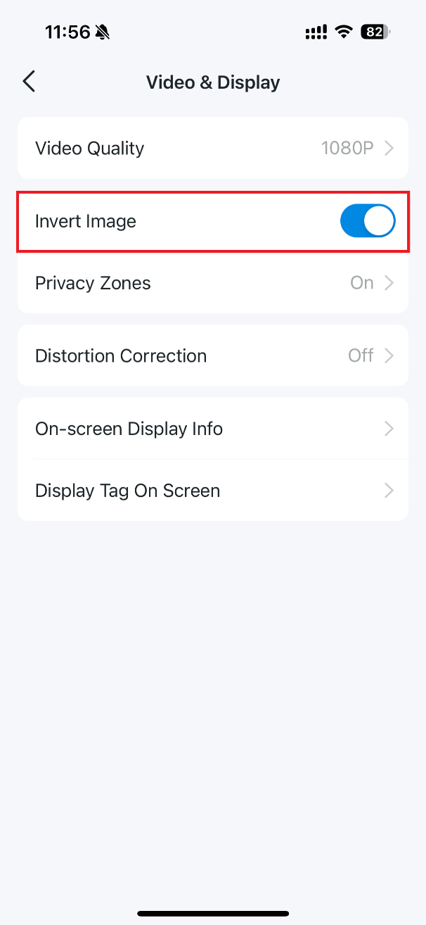Screenshot guide on enabling Invert Image.