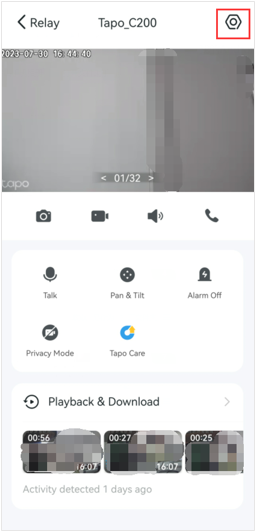 The Device Setting at the top right corner.