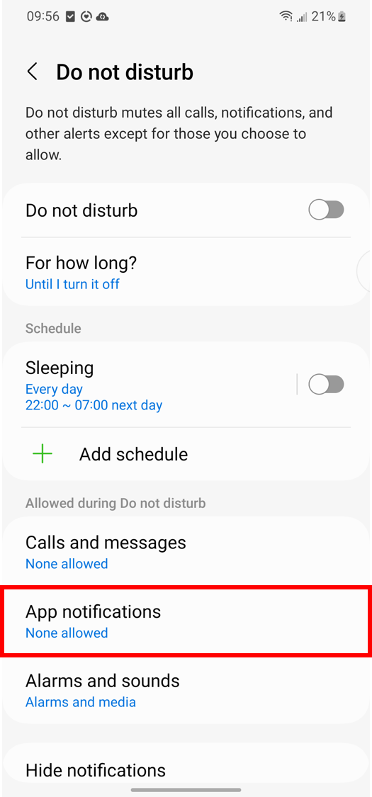 Display the position of App notifications.
