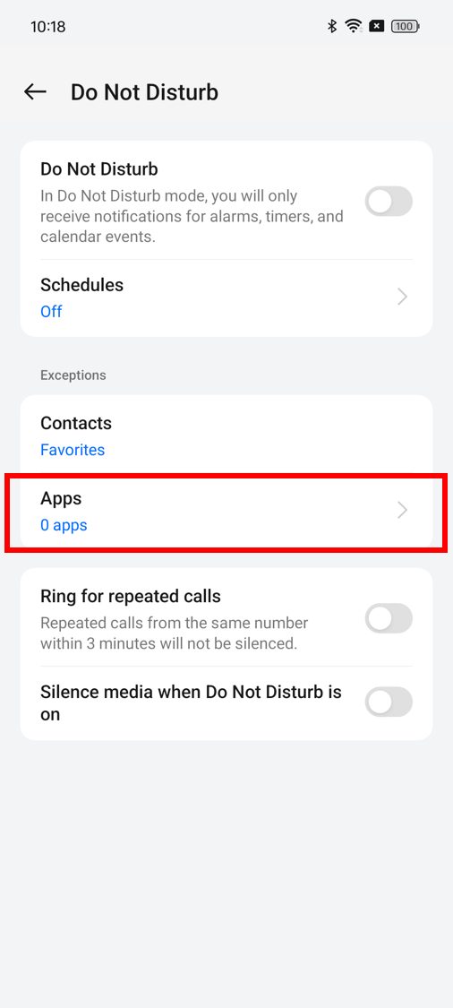 Display the position of Apps.